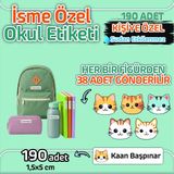 Okul Etiketi Isme Özel Kalem Defter Etiketi (Sevimli Kediler) -190 Adet