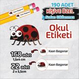 Okul Etiketi Isme Özel Kalem Defter Etiketi Uğur Böceği Temalı 190 Adet