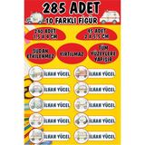 Okul Etiketi Kalem Defter Etiketi Arabalar Temalı Özel Isimli Etiket 10 Figür - 285 Adet - Renkli - 1,5 x 4 ve 2 x 5,5 Cm