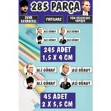 Okul Etiketi Kalem Defter Etiketi Atatürk Temalı Özel Isimli Etiket 4 Figür - 285 Adet - Çok Renkli