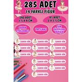 Okul Etiketi Kalem Defter Etiketi Balerin Koleksiyonu Özel Isimli Etiket 14 Figür - 285 Adet - Renkli - 1,5 x 4 ve 2 x 5,5 Cm
