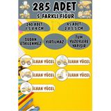 Okul Etiketi Kalem Defter Etiketi Iş Makineleri Özel Isimli Etiket 5 Figür - 285 Adet - Renkli - 1,5 x 4 ve 2 x 5,5 Cm