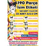 Okul Etiketi Kalem Defter Etiketi Kuromi Temalı Özel Isim Yazılabilen Etiket - 190 Adet