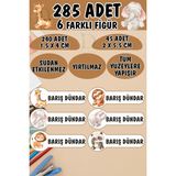 Okul Etiketi Kalem Defter Etiketi Minik Safari Hayvanları Özel Isimli Etiket 6 Figür - 285 Adet - Renkli - 1,5 x 4 ve 2 x 5,5 Cm