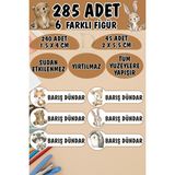 Okul Etiketi Kalem Defter Etiketi Orman Arkadaşları Özel Isimli Etiket 6 Figür - 285 Adet - Renkli - 1,5 x 4 ve 2 x 5,5 Cm
