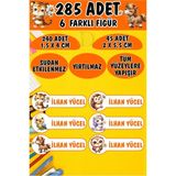 Okul Etiketi Kalem Defter Etiketi Papatyalı Sevimli Hayvanlar Özel Isimli Etiket 6 Figür - 285 Adet - Renkli - 1,5 x 4 ve 2 x 5,5 Cm