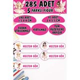 Okul Etiketi Kalem Defter Etiketi Peri Diyarı Özel Isimli Etiket 5 Figür - 285 Adet - Renkli - 1,5 x 4 ve 2 x 5,5 Cm