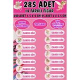 Okul Etiketi Kalem Defter Etiketi Peri Koleksiyonu Özel Isimli Etiket 14 Figür - 285 Adet - Renkli - 1,5 x 4 ve 2 x 5,5 Cm