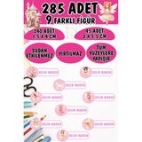 Okul Etiketi Kalem Defter Etiketi Periler Özel Isimli Etiket 9 Figür - 285 Adet - Renkli - 1,5 x 4 ve 2 x 5,5 Cm