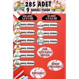 Okul Etiketi Kalem Defter Etiketi Sevimli Şoför Hayvanlar Özel Isimli Etiket 9 Figür - 285 Adet - Renkli - 1,5 x 4 ve 2 x 5,5 Cm