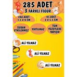 Okul Etiketi Kalem Defter Etiketi Sevimli Tilkiler Özel Isimli Etiket 3 Figür - 285 Adet - Renkli - 1,5 x 4 ve 2 x 5,5 Cm