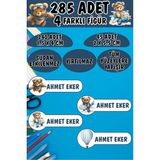 Okul Etiketi Kalem Defter Etiketi Uçan Ayıcıklar Özel Isimli Etiket 4 Figür - 285 Adet - Renkli - 1,5 x 4 ve 2 x 5,5 Cm
