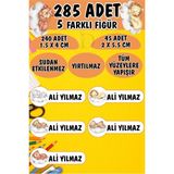 Okul Etiketi Kalem Defter Etiketi Uyuyan Sevimli Hayvanlar Özel Isimli Etiket 5 Figür - 285 Adet - Renkli - 1,5 x 4 ve 2 x 5,5 Cm