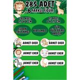 Okul Etiketi Kalem Defter Etiketi Yavru Safari Hayvanları Özel Isimli Etiket 6 Figür - 285 Adet - Renkli - 1,5 x 4 ve 2 x 5,5 Cm