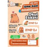Okul Etiketi Kalem Defter Isimli Etiket Isim Yazılabilen Capybara - 190 Adet Özel Yeni Tasarım - Karışık - Yok