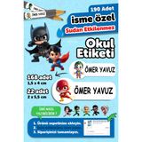 Okul Etiketi Kalem Defter Isimli Etiket Isim Yazılabilen Dc Karakter - 190 Adet Özel Tasarım - Karışık - Yok