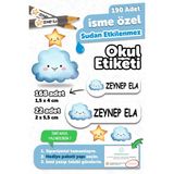 Okul Etiketi Kalem Defter Isimli Etiket Isim Yazılabilen Gülen Bulut ve Yıldız - 190 Adet Özel Yeni Tasarım