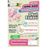 Okul Etiketi Kalem Defter Isimli Etiket Isim Yazılabilen Kelebekli - 190 Adet Özel Tasarım - Karışık - Yok