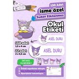 Okul Etiketi Kalem Defter Isimli Etiket Isim Yazılabilen Kuromi 2 - 190 Adet Özel Tasarım Etiket - Karışık - Yok