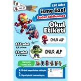 Okul Etiketi Kalem Defter Isimli Etiket Isim Yazılabilen Marvel - 190 Adet Özel Tasarım - Karışık - Yok