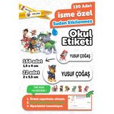 Okul Etiketi Kalem Defter Isimli Etiket Isim Yazılabilen Paw Petrol - 190 Adet Özel Tasarım Etiket - Karışık - Yok