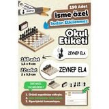 Okul Etiketi Kalem Defter Isimli Etiket Isim Yazılabilen Satranç - 190 Adet Özel Yeni Tasarım