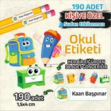 Okul Etiketi Kişiye Özel Kalem Defter Etiketi 190 Adet