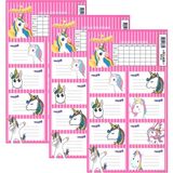 Okul Etiketi Kız Unicorn 8 Li 3 Yaprak Ders Programlı 1 Paket