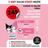 Okul Etiketi Kuromi ve Melodi Temalı Midi Paket Isme Özel Okul Etiketi / Suluk Etiketi Hediyelidir Stıcker Toplam 245 Adet