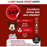 Okul Etiketi Miki Mouse Temalı Isme Özel Okul Etiketi Suluk Etiketi Hediyelidir Stıcker Toplam 245 Adet
