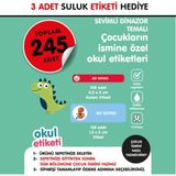 Okul Etiketi Sevimli Dinazor Temalı Midi Isme Özel Okul Etiketi Suluk Etiketi Hediyelidir Stıcker Toplam 245 Adet