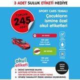 Okul Etiketi Sport Cars Temalı Midi Paket Isme Özel Okul Etiketi / Suluk Etiketi Hediyelidir Stıcker Toplam 245 Adet