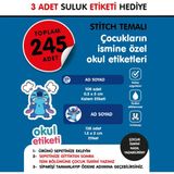 Okul Etiketi Stıtch Temalı Midi Isme Özel Okul Etiketi Suluk Etiketi Hediyelidir Stıcker Toplam 245 Adet