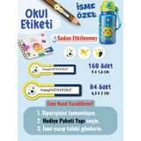 Okul Etiketi SUDAN ETKİLENMEZ, Kalem Defter Etiketi Sarı Lacivert Takım Temalı Özel Isim Yazılabilen Etiket - 252ADET - Çok Renkli