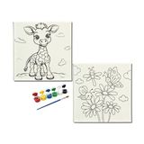 Okul Etkinliği-2'li Tuval Boyama Seti. 20x20 Cm Uv Baskı 6 Akrilik Boya 1 Fırça (SET46)
