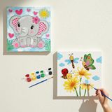 Okul Etkinliği-2'li Tuval Boyama Seti. 20x20 Cm Uv Baskı 6 Akrilik Boya 1 Fırça (SET47)