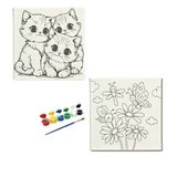 Okul Etkinliği-2'li Tuval Boyama Seti. 20x20 Cm Uv Baskı 6 Akrilik Boya 1 Fırça (SET50)