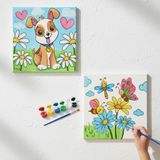 Okul Etkinliği-2'li Tuval Boyama Seti. 20x20 Cm Uv Baskı 6 Akrilik Boya 1 Fırça (SET51)