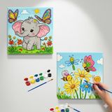 Okul Etkinliği-2'li Tuval Boyama Seti. 20x20 Cm Uv Baskı 6 Akrilik Boya 1 Fırça (SET53)