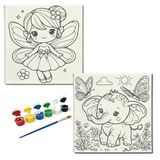 Okul Etkinliği-2'li Tuval Boyama Seti. 20x20 Cm Uv Baskı 6 Akrilik Boya 1 Fırça (SET69)
