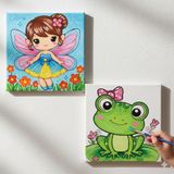 Okul Etkinliği-2'li Tuval Boyama Seti. 20x20 Cm Uv Baskı 6 Akrilik Boya 1 Fırça (SET73)