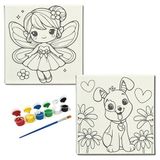 Okul Etkinliği-2'li Tuval Boyama Seti. 20x20 Cm Uv Baskı 6 Akrilik Boya 1 Fırça (SET74)