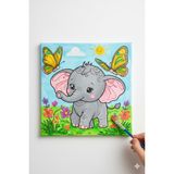 Okul Etkinliği- Tuval Boyama Seti. 20x20 Cm Uv Baskı 3 Akrilik Boya 1 Fırça (FİL-2)