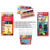 Okul Fatih Boya Seti Kuru Boya, Pastel Boya, Sulu Boya, Keçeli Kalem Boya 4 Lü