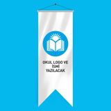 Okul Logo Basklı Kırlangıç Flama 70X200 Cm
