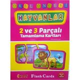 Okul Öncesi Hayvan Tamamlama Kartları 2 ve 3 Parçalı Eğitici Set - Seçenek 1