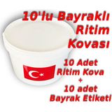 Okul Ritim Kovası ve Bayrak Etiketi Bayraklı Gösteri Kovası - 10'lu Set