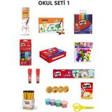 Okul Seti 1, Silka, Rubenis, Mas Markası, Boya, Kalem, Yapıştırıcı, Hamur, Makası ve Silgi Içeren 13 Parçalı Eğitim Seti - Standart - Çok Renkli
