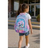 Okul Sırt Çantası Pembe Cute Cat Bear 3 Bölmeli Ortopedik Matara Cepli 42X27x18cm