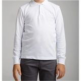 Okul Tshirt , Beyaz Uzun Kollu Polo Yaka Kız Erkek Çocuk Okul Tişörtü - 5 - 6 Yaş - 001-Beyaz